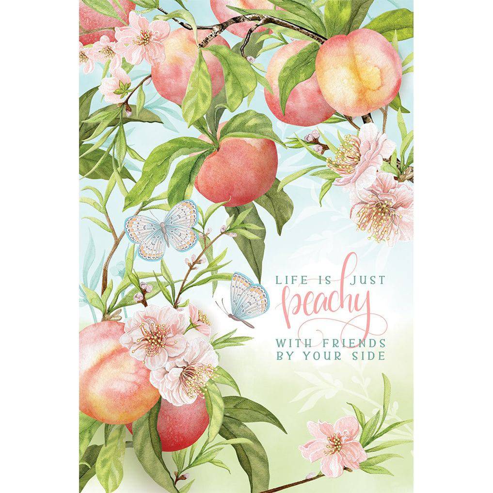 Pictura Just Peachy Birthday Card for friends, featuring colorful peach illustrations and cheerful birthday message.